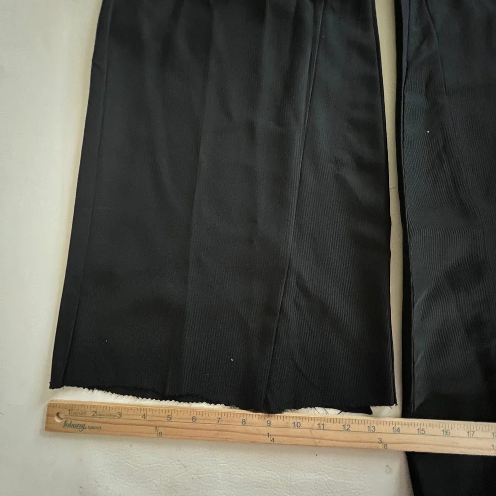 Sean John Suit Coat Pants 2 pc 48L 42W Black Stretch Raw Hem Legs Altered Wide